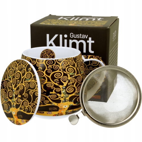 Kubek baryłka 430 ml z Zaparzaczem do HERBATY ZIÓŁ - TREE OF LIFE G. Klimt