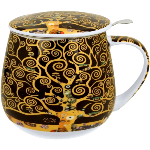 Kubek baryłka 430 ml z Zaparzaczem do HERBATY ZIÓŁ - TREE OF LIFE G. Klimt