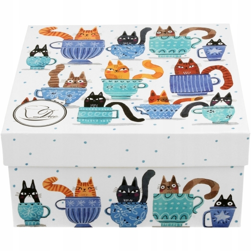Porcelanowa filiżanka 230 ml ze spodkiem Do KAWY HERBATY KOTY W FILIŻANKACH