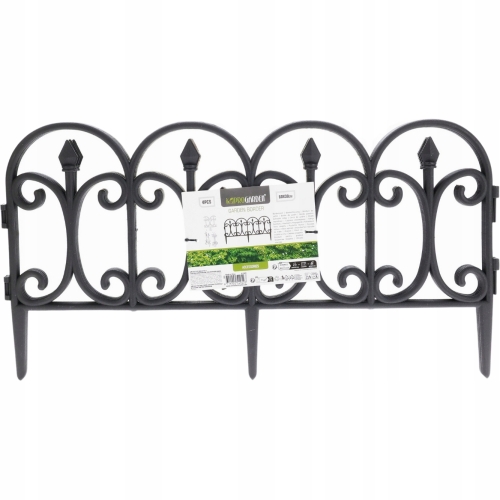 Czarny PŁOTEK OBRZEŻE Ogrodowe PALISADA Ozdobna 60 x 30 cm - komplet 4 szt