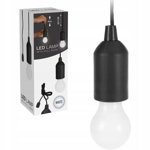 CZARNA Lampka Żarówka LED na baterie - 90 cm WISZĄCA