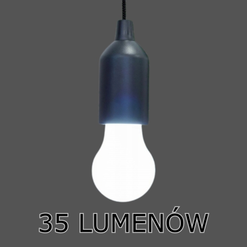CZARNA Lampka Żarówka LED na baterie - 90 cm WISZĄCA