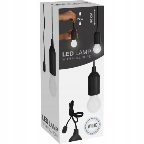 CZARNA Lampka Żarówka LED na baterie - 90 cm WISZĄCA