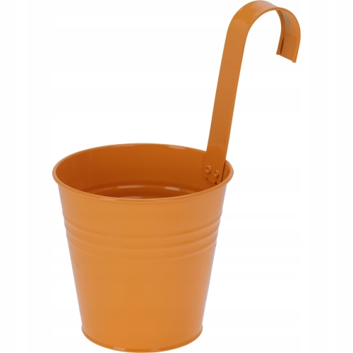 Osłonka METALOWA z uchwytem Doniczka Donica 13 x 25 cm - POMARAŃCZOWA