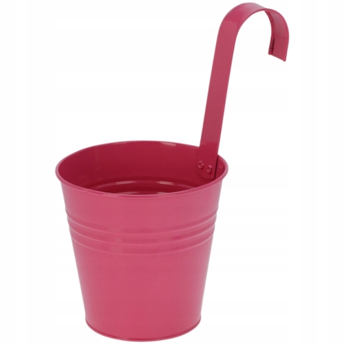 Osłonka METALOWA z uchwytem Doniczka Donica 13 x 25 cm - RÓŻOWA