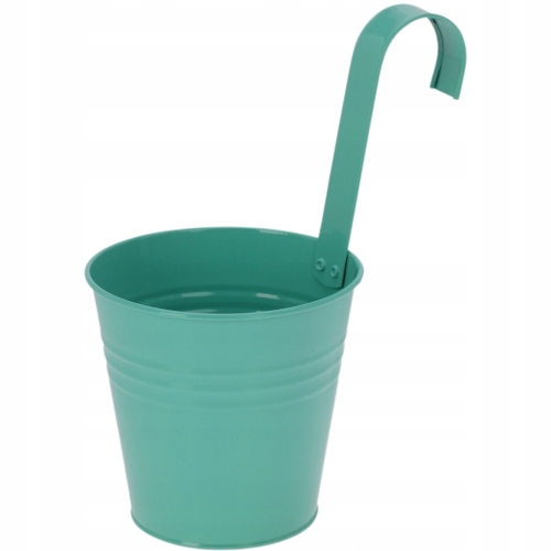 Osłonka METALOWA z uchwytem Doniczka Donica 13 x 25 cm - ZIELONA