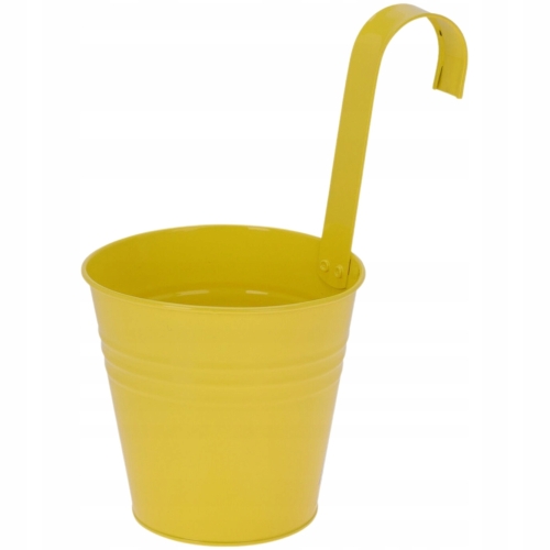 Osłonka METALOWA z uchwytem Doniczka Donica 13 x 25 cm - ŻÓŁTA