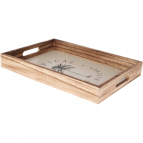 TROPICAL Prostokątna Taca do serwowania 36 x 26 x 4,5 cm - Drewno Paulownia