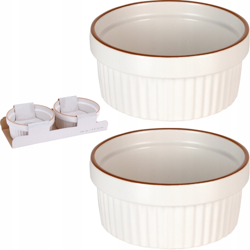 BIAŁE ŻAROODPORNE Naczynia Kokilki do zapiekania 11x5 cm 290 ml - 2 SZTUKI