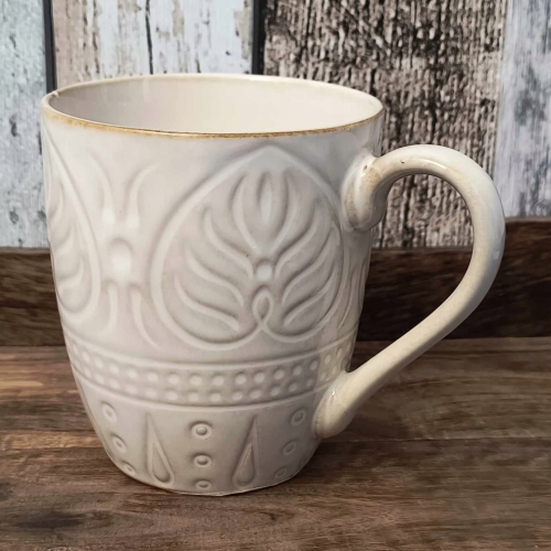 Kamionkowa Filiżanka Kubek do KAWY HERBATY 390 ml, 10 x 9 cm - BEŻOWY
