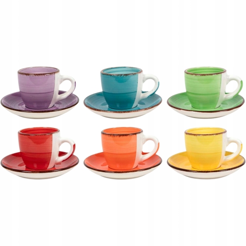 Linia RAINBOW Ceramiczna filiżanka 90 ml do KAWY ESPRESSO - komplet 6 sztuk