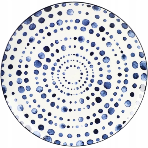 [#B] Porcelanowy TALERZ TALERZYK DESEROWY 20 x 2,5 cm - NIEBIESKI WZOREK