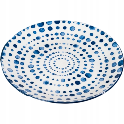 [#B] Porcelanowy TALERZ TALERZYK DESEROWY 20 x 2,5 cm - NIEBIESKI WZOREK