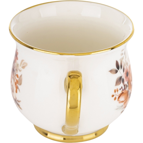 DUŻY Porcelanowy Kubek Filiżanka do KAWY HERBATY 430 ml, 10 x 9 cm - KWIATY