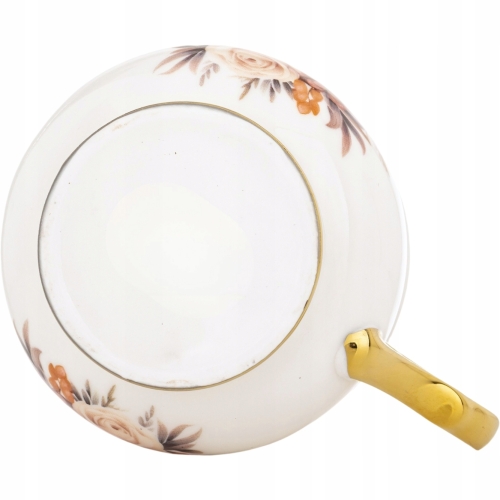DUŻY Porcelanowy Kubek Filiżanka do KAWY HERBATY 430 ml, 10 x 9 cm - KWIATY