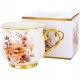 DUŻY Porcelanowy Kubek Filiżanka do KAWY HERBATY 430 ml, 10 x 9 cm - KWIATY