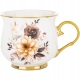 DUŻY Porcelanowy Kubek Filiżanka do KAWY HERBATY 430 ml, 10 x 9 cm - KWIATY