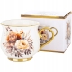 DUŻY Porcelanowy Kubek Filiżanka do KAWY HERBATY 430 ml, 10 x 9 cm - KWIATY