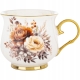 DUŻY Porcelanowy Kubek Filiżanka do KAWY HERBATY 430 ml, 10 x 9 cm - KWIATY