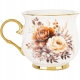 DUŻY Porcelanowy Kubek Filiżanka do KAWY HERBATY 430 ml, 10 x 9 cm - KWIATY