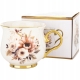 DUŻY Porcelanowy Kubek Filiżanka do KAWY HERBATY 430 ml, 10 x 9 cm - KWIATY