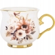 DUŻY Porcelanowy Kubek Filiżanka do KAWY HERBATY 430 ml, 10 x 9 cm - KWIATY