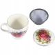DUŻY Porcelanowy Kubek 500 ml z Pokrywką i Zaparzaczem - KOLOROWE KWIATY