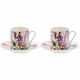 PORCELANA ZESTAW Dwie filiżanki 80ml ze spodkami do KAWY ESPRESSO - LAWENDA