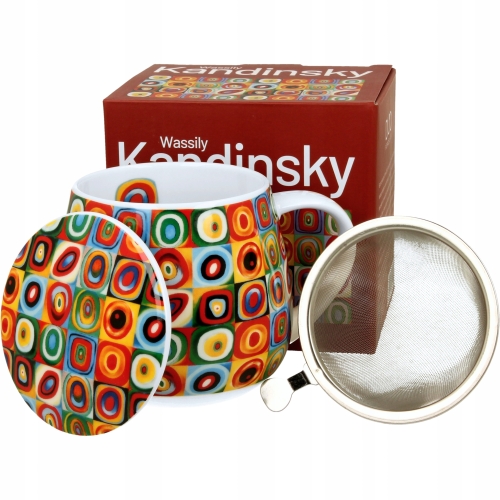 Kubek baryłka 430 ml z Zaparzaczem do HERBATY ZIÓŁ - SQUARES WITH CIRCLES