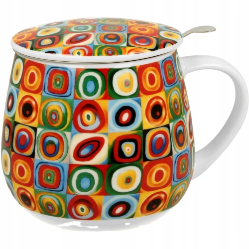Kubek baryłka 430 ml z Zaparzaczem do HERBATY ZIÓŁ - SQUARES WITH CIRCLES