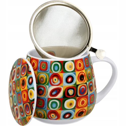 Kubek baryłka 430 ml z Zaparzaczem do HERBATY ZIÓŁ - SQUARES WITH CIRCLES