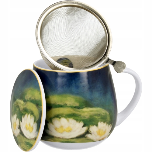 Kubek baryłka 430 ml z Zaparzaczem do HERBATY ZIÓŁ - NENUFARS Claude Monet