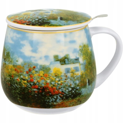 Kubek baryłka 430 ml z Zaparzaczem do HERBATY ZIÓŁ Claude Monet THE GARDEN