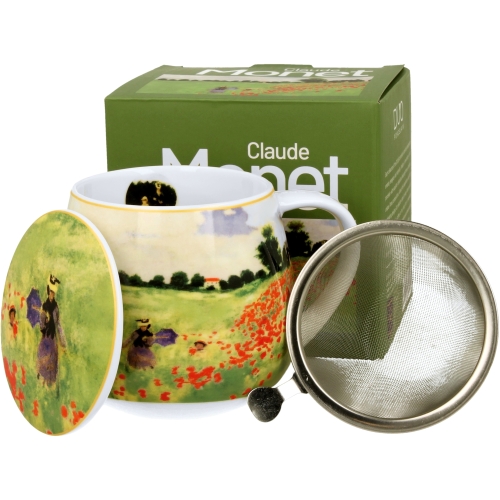 Kubek baryłka 430 ml z Zaparzaczem do HERBATY ZIÓŁ Claude Monet POPPY FIELD
