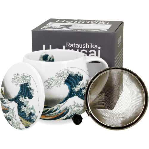 Kubek baryłka 430ml z Zaparzaczem do HERBATY ZIÓŁ THE GREAT WAVE by Hokusai