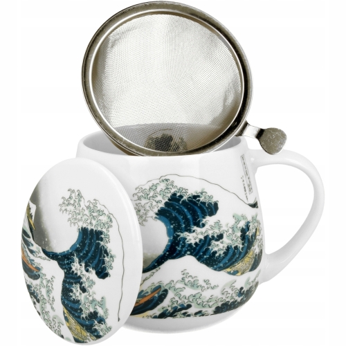 Kubek baryłka 430ml z Zaparzaczem do HERBATY ZIÓŁ THE GREAT WAVE by Hokusai