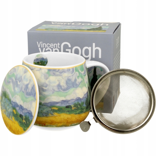 Kubek baryłka 430 ml z Zaparzaczem do HERBATY ZIÓŁ - WHEAT FIELD Van Gogh