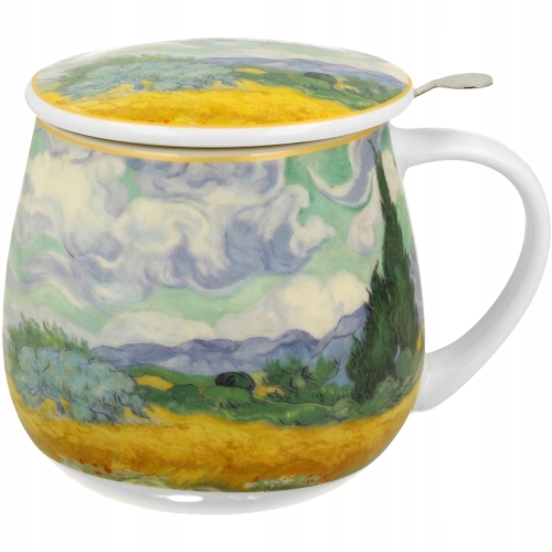 Kubek baryłka 430 ml z Zaparzaczem do HERBATY ZIÓŁ - WHEAT FIELD Van Gogh