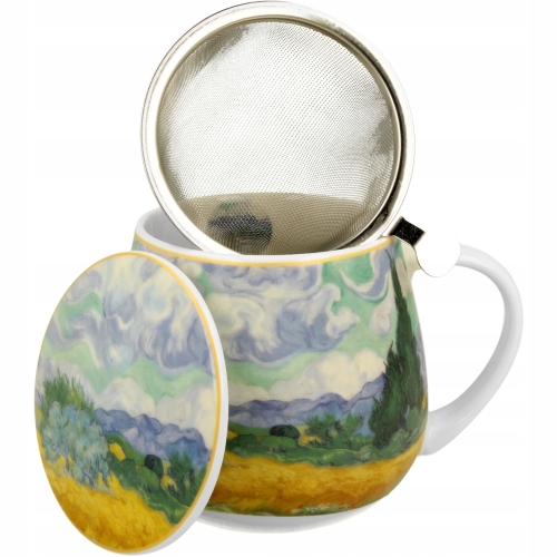Kubek baryłka 430 ml z Zaparzaczem do HERBATY ZIÓŁ - WHEAT FIELD Van Gogh