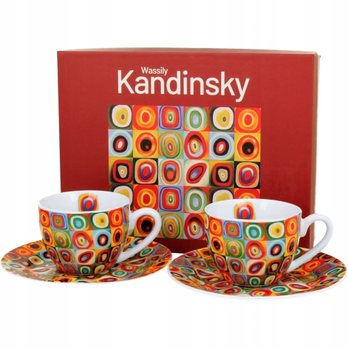 DWIE filiżanki 110 ml ze spodkami do KAWY ESPRESSO - SQUARES WITH CIRCLES