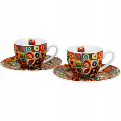 DWIE filiżanki 110 ml ze spodkami do KAWY ESPRESSO - SQUARES WITH CIRCLES