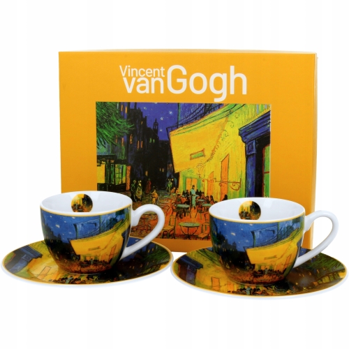 DWIE filiżanki 110ml ze spodkami do KAWY ESPRESSO Van Gogh TERRACE AT NIGHT