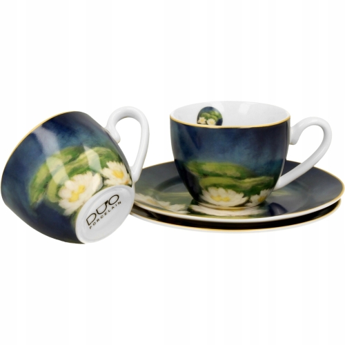 DWIE filiżanki 110 ml ze spodkami do KAWY ESPRESSO - NENUFARS Claude Monet