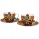 DWIE Porcelanowe Filiżanki 270 ml do KAWY HERBATY - SQUARES WITH CIRCLES