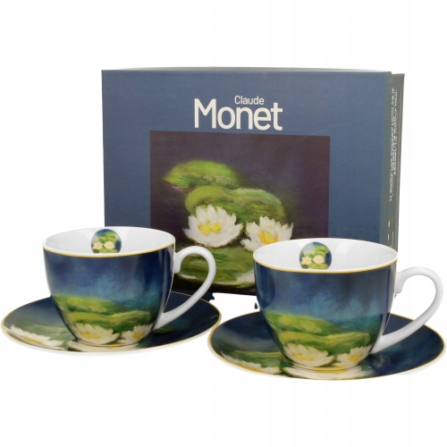 DWIE Porcelanowe Filiżanki 270 ml do KAWY HERBATY - NENUFARS Claude Monet