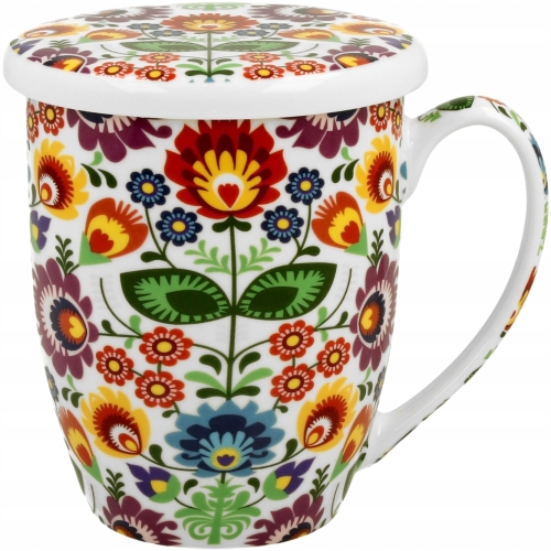 Porcelanowy Kubek 350 ml z Zaparzaczem do HERBATY ZIÓŁ - ŁOWICZ