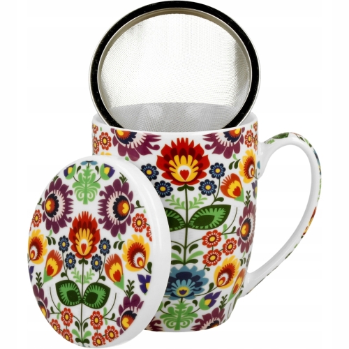 Porcelanowy Kubek 350 ml z Zaparzaczem do HERBATY ZIÓŁ - ŁOWICZ