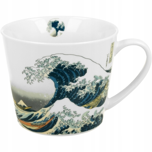 Duży PORCELANOWY Kubek 600 ml do KAWY HERBATY - THE GREAT WAVE by Hokusai