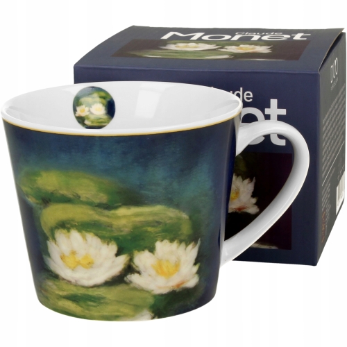Duży PORCELANOWY Kubek 600 ml do KAWY HERBATY - NENUFARS by Claude Monet