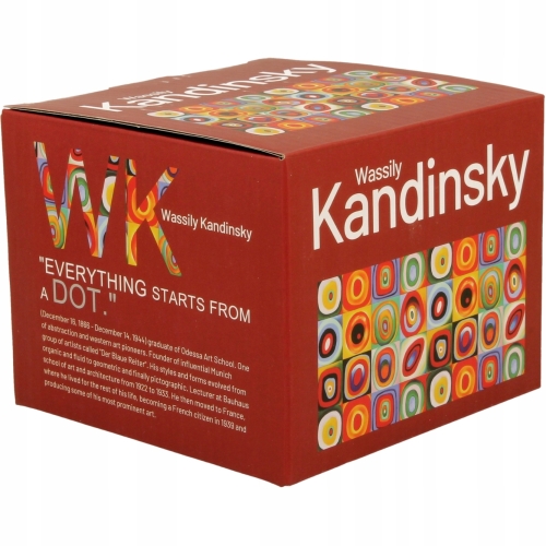 Duży PORCELANOWY Kubek 600 ml do KAWY HERBATY - SQUARES WITH CIRCLES